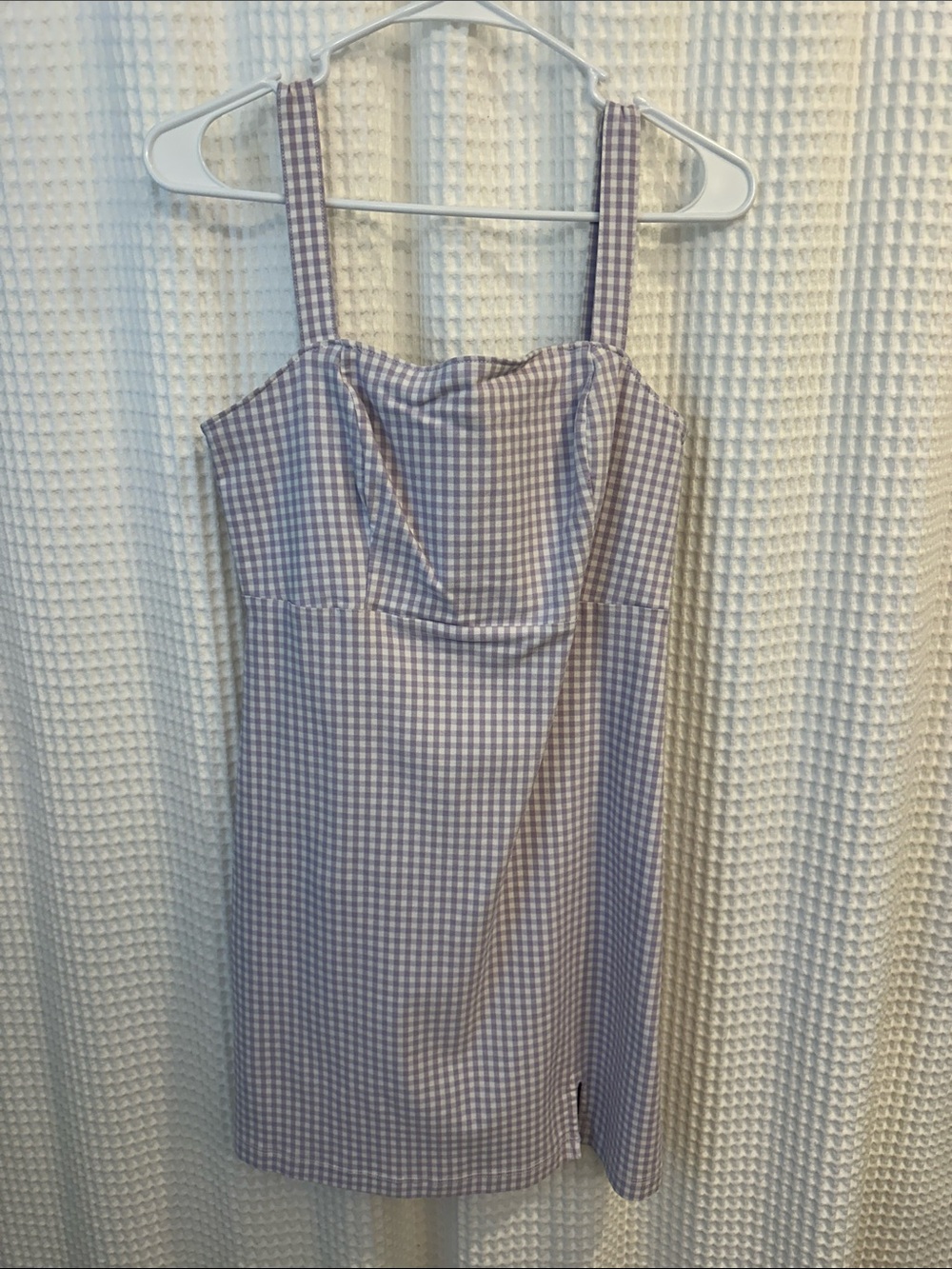 Hollister Lavender and White Gingham Square-Neck Mini Dress